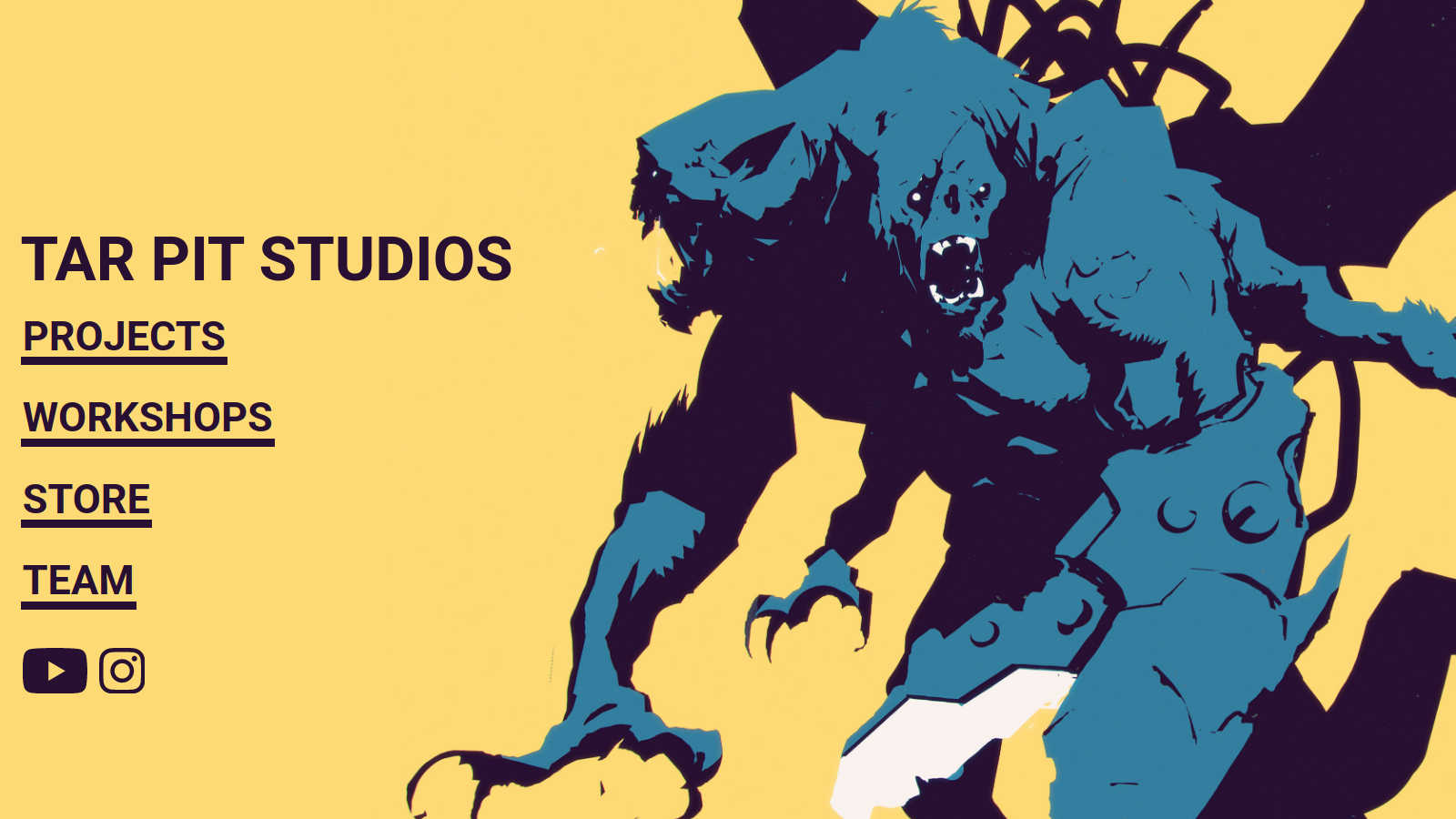Screenshot of Tar Pit Studios Jamstack website and store, built by James Nuanez.
